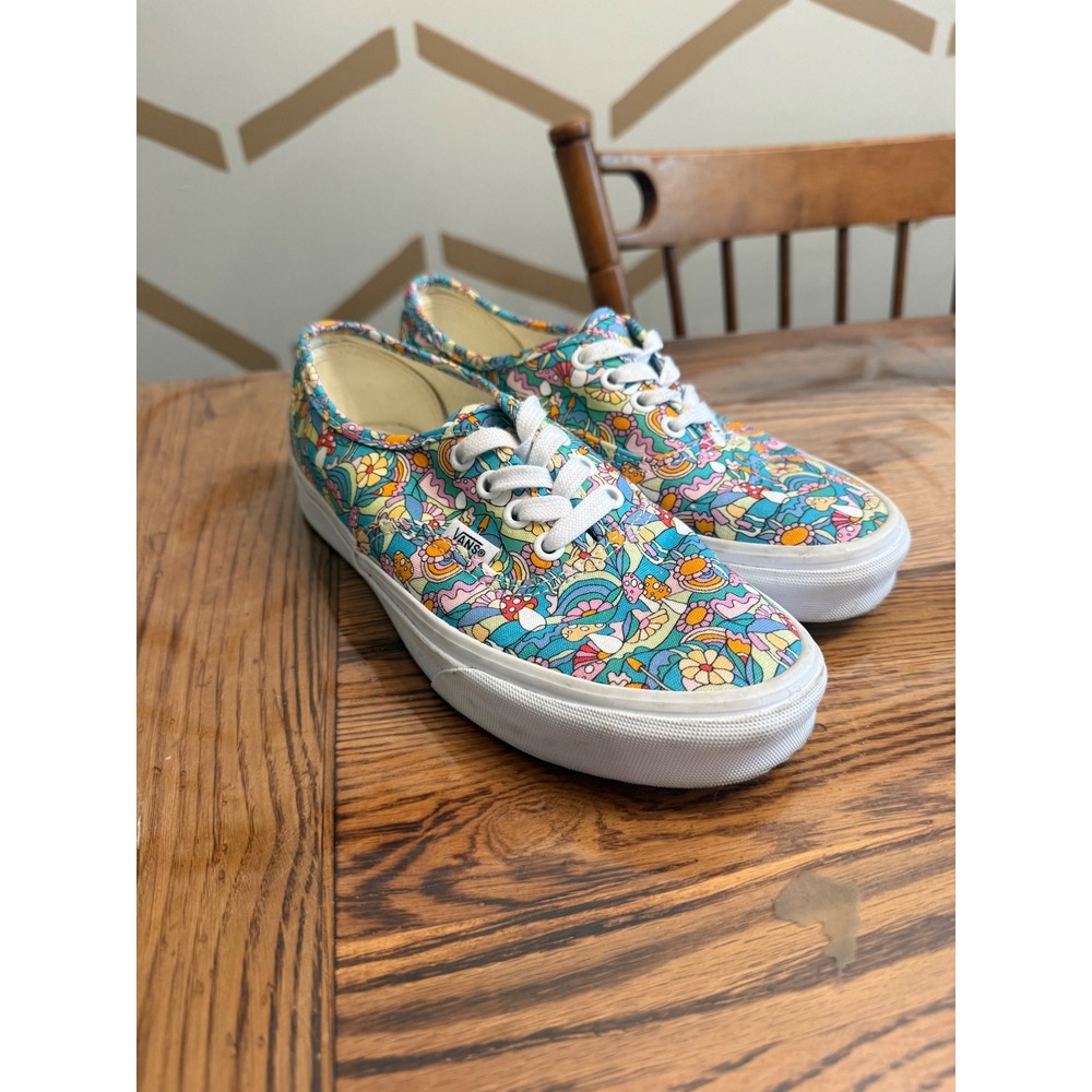 Vans Authentic Shoes Womens 6.5 Multi Color Psychedelic Mushroom Floral Sneakers